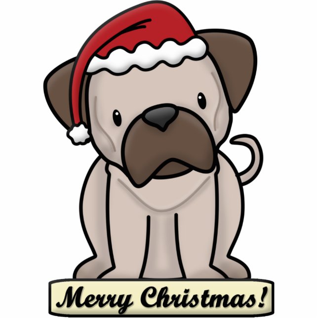 Cartoon Pug Christmas Ornament Photo Sculpture Decoration (Front)