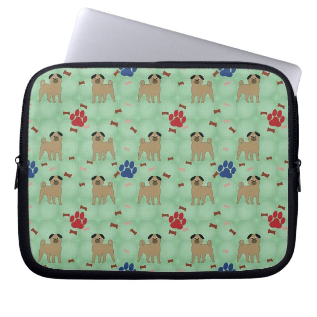 Cartoon Pug Laptop Sleeve (Front)