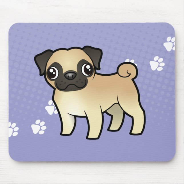 Cartoon Pug Mouse Mat (Front)