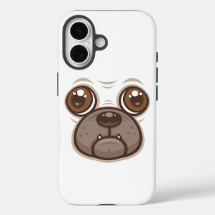 Cartoon Pug Mug Puppy Dog Face iPhone 16 Case