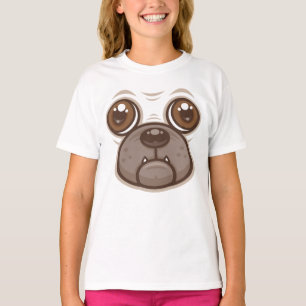 Cartoon Pug Mug Puppy Dog Face T-Shirt