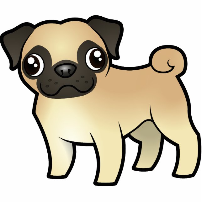 Cartoon Pug Photo Sculpture Magnet (Front)