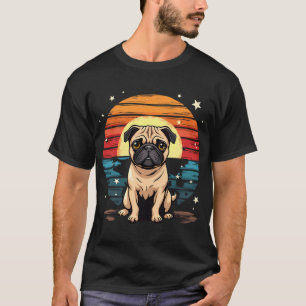 Cartoon Pug Retro Vintage Sunset T-Shirt