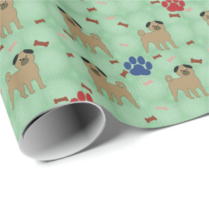 Cartoon Pug Wrapping Paper