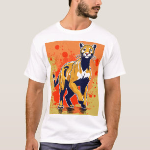 Cartoon Puma Splash Logo: Transparent Background" T-Shirt