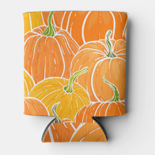 Cartoon pumpkin, cute autumn pattern. can cooler