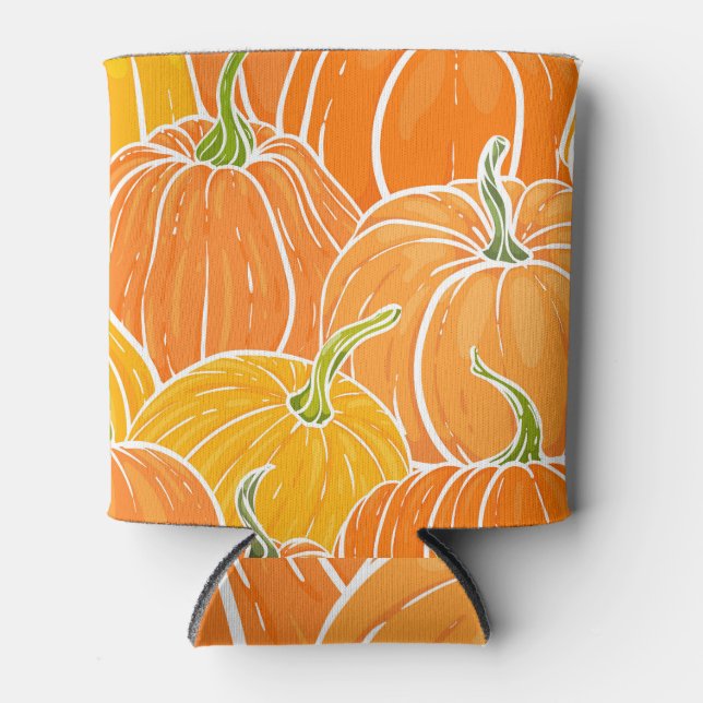 Cartoon pumpkin, cute autumn pattern. can cooler (Front)