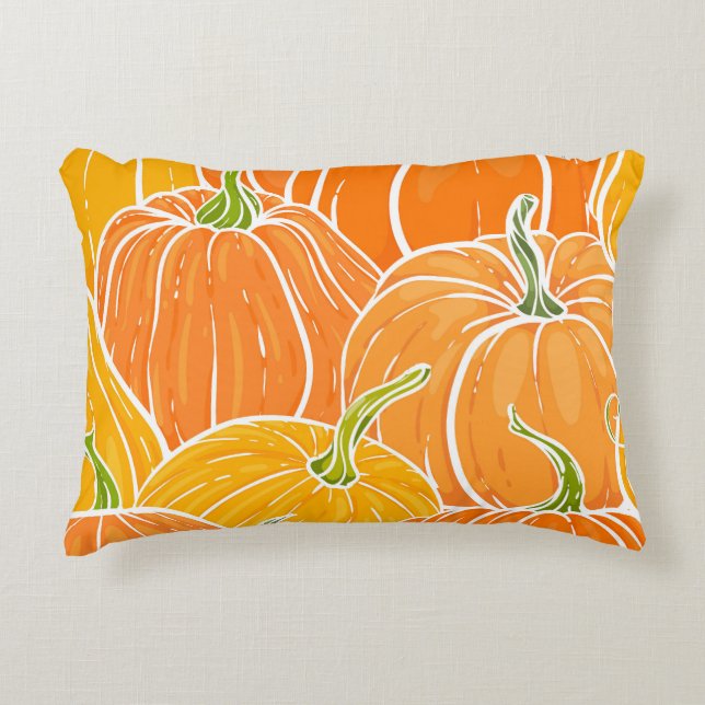 Cartoon pumpkin, cute autumn pattern. decorative cushion (Front)