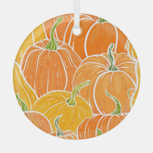 Cartoon pumpkin, cute autumn pattern. glass tree decoration