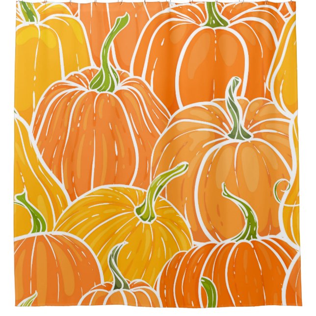 Cartoon pumpkin, cute autumn pattern. shower curtain (Front)