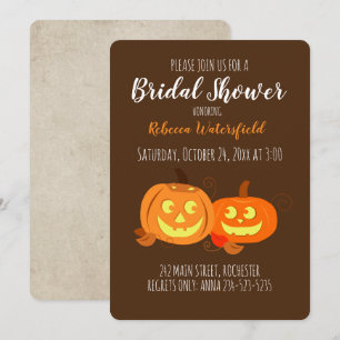 Cartoon Pumpkins Wedding Cute Couple Bridal Shower Invitation
