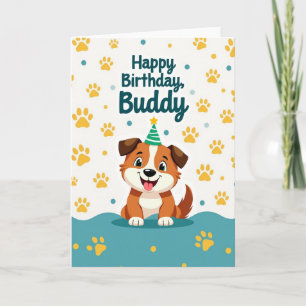 Cartoon Pup Birthday Card