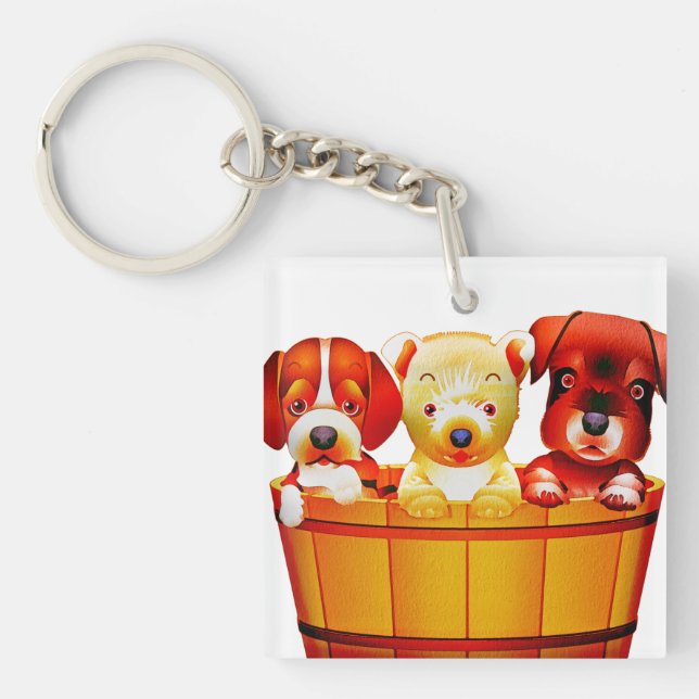 Cartoon Puppies Key Ring (Front)