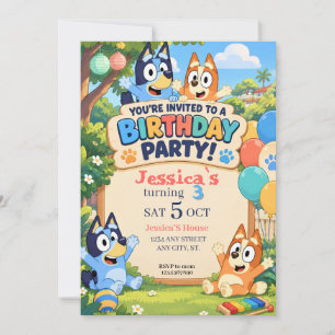 Cartoon Puppy Birthday Party Invitation Any Age