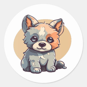 CARTOON PUPPY CLASSIC ROUND STICKER