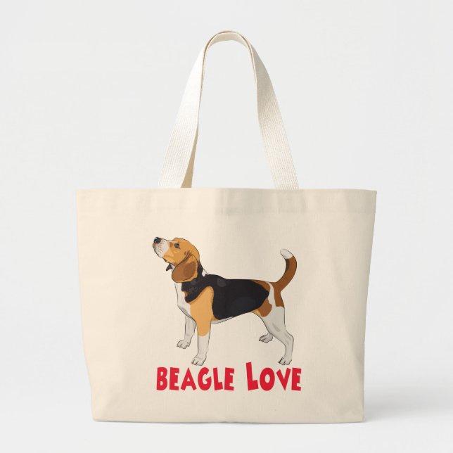 Cartoon Puppy Dog Lover Cute Beagle Large Tote  (Front)