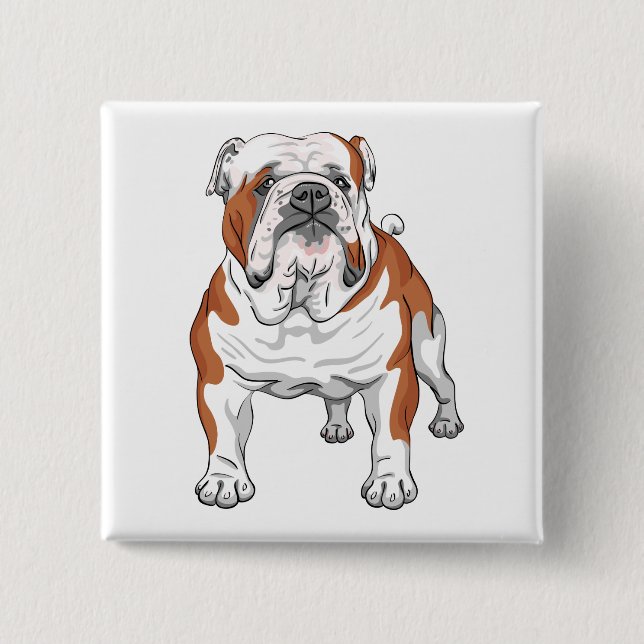 Cartoon Puppy Dog Lover Gifts Cute English Bulldog 15 Cm Square Badge (Front)