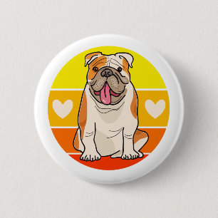 Cartoon Puppy Dog Lover Gifts Cute English Bulldog 6 Cm Round Badge