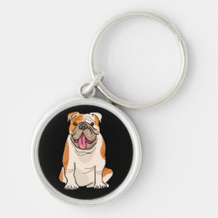 Cartoon Puppy Dog Lover Gifts Cute English Bulldog Key Ring