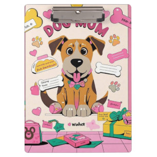 Cartoon Puppy dog mum in pink room Clipboard