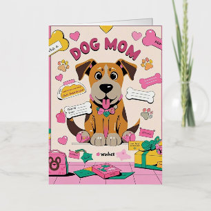 Cartoon Puppy dog mum in pink room Foil Greeting Card