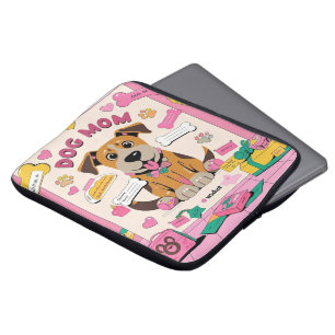 Cartoon Puppy dog mum in pink room Laptop Sleeve