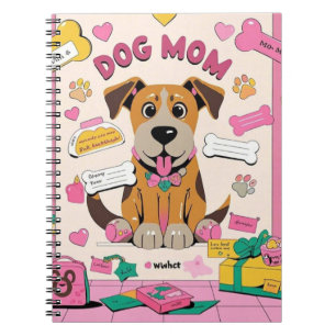 Cartoon Puppy dog mum in pink room Notebook