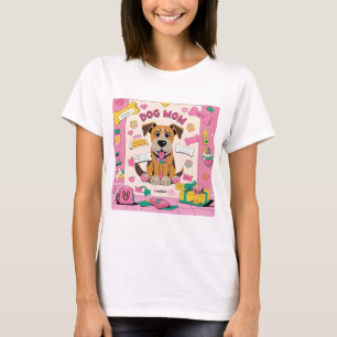 Cartoon Puppy dog mum in pink room T-Shirt