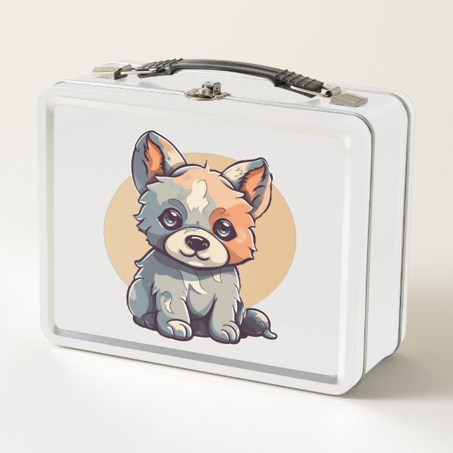 CARTOON PUPPY METAL LUNCH BOX (Front)