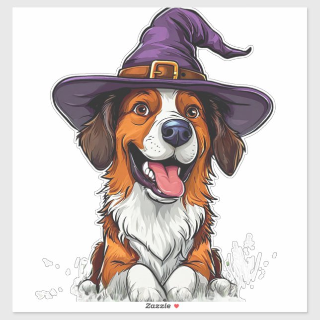 Cartoon Puppy Witch Hat Cute Halloween Style (Sheet)