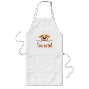Cartoon Puppy with Appealing Text Long Apron