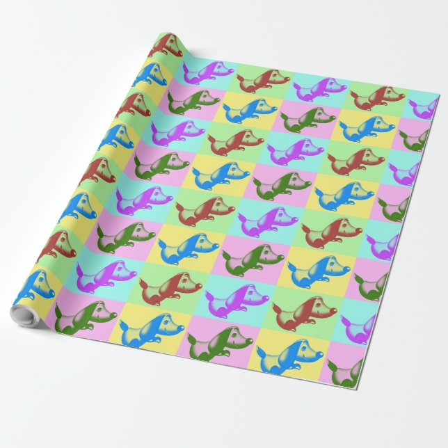 Cartoon Puppy Wrapping Paper (Unrolled)