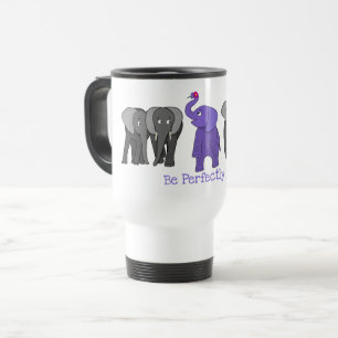 Cartoon Purple Elephant "Be Perfectly You" Travel Mug