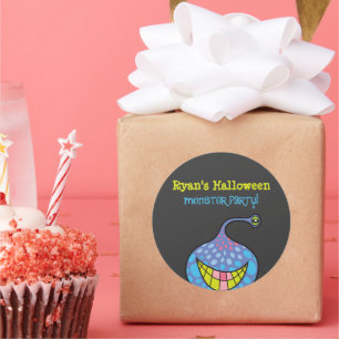 Cartoon Purple Monster Alien Kid's Halloween Party Classic Round Sticker