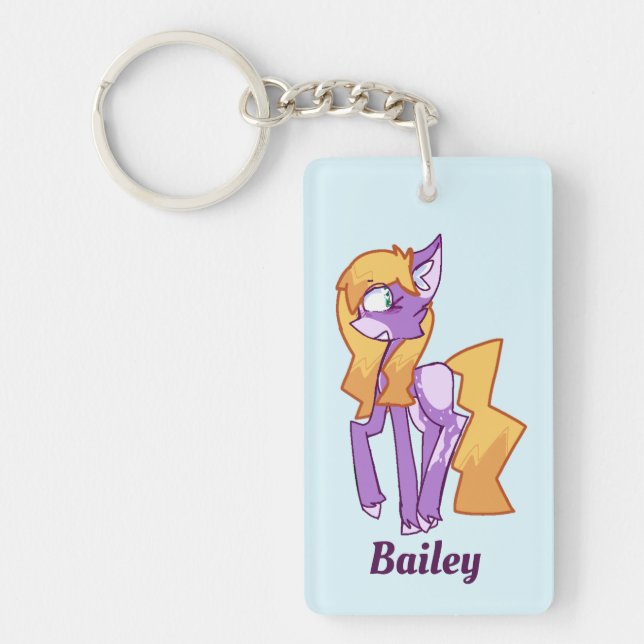 Cartoon Purple Pony Keychain  (Front)