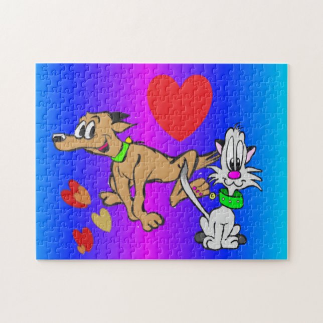 Cartoon Puzzle: Dog and Cat Jigsaw Puzzle (Horizontal)