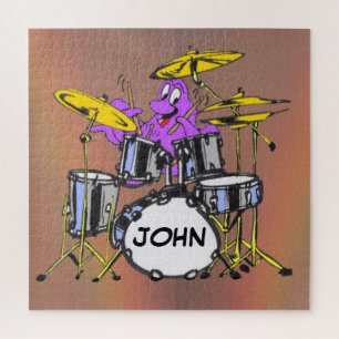 Cartoon Puzzle: Music Octopus Cust. Text Jigsaw Puzzle