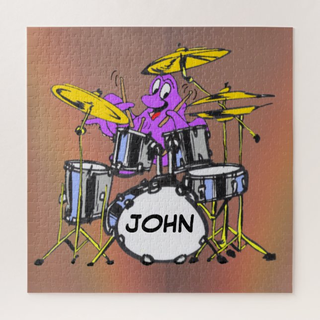 Cartoon Puzzle: Music Octopus Cust. Text Jigsaw Puzzle (Vertical)