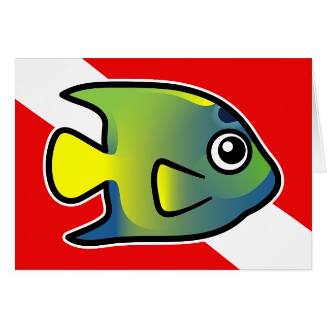 Cartoon Queen Angelfish Dive Flag (Front Horizontal)