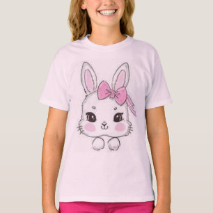 Cartoon rabbit and pink bow T-Shirt