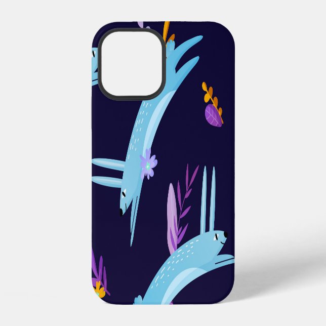 Cartoon rabbit bunny, seamless pattern. iPhone case (Back)