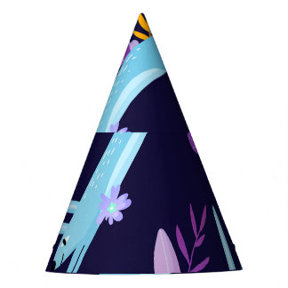 Cartoon rabbit bunny, seamless pattern. party hat