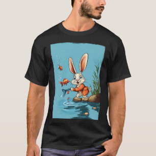 cartoon rabbit catching fish T-Shirt