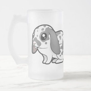 Cartoon Rabbit (floppy ear smooth hair) Frosted Glass Beer Mug