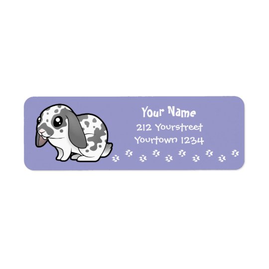 Cartoon Rabbit (floppy ear smooth hair) Return Address Label