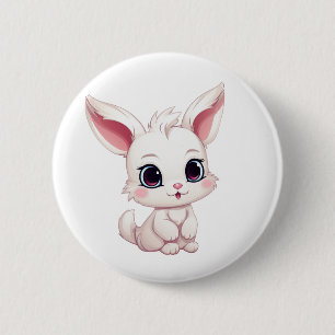 Cartoon rabbit illustration 6 cm round badge