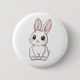 Cartoon rabbit illustration 6 cm round badge