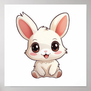 Cartoon rabbit illustration poster