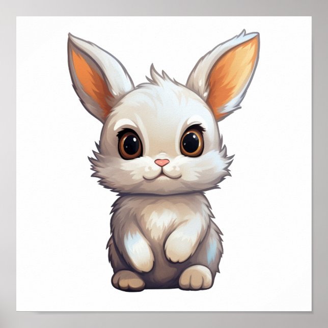 Cartoon rabbit illustration poster (Front)