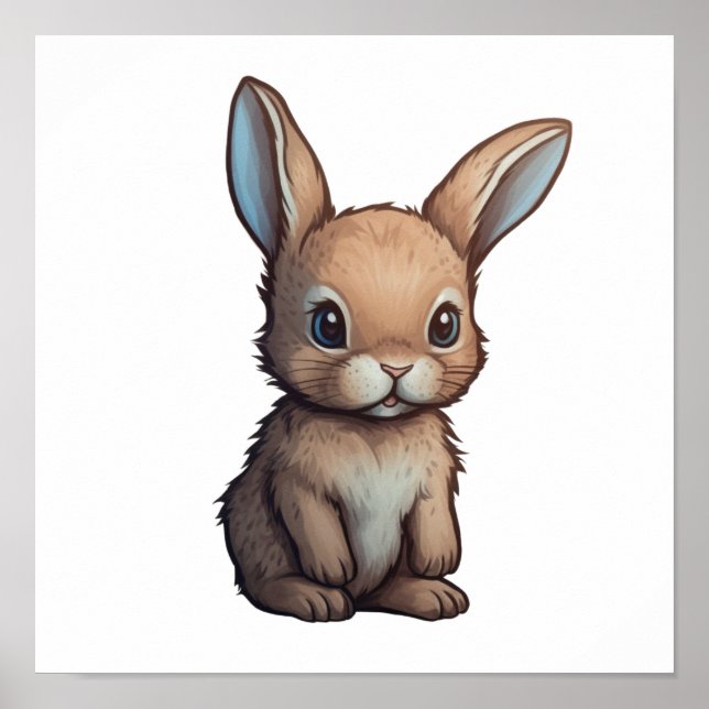 Cartoon rabbit illustration poster (Front)